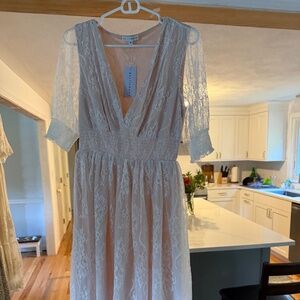 Baltic Born Cream Lace Midi Dress